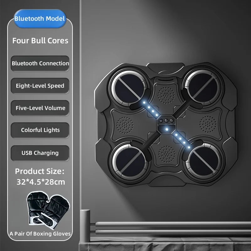 Smart Boxing Machine – Music Wall Target Trainer with Bluetooth & Gloves