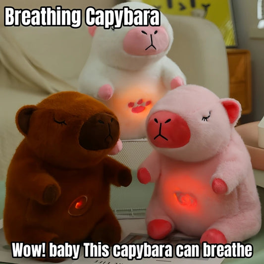 Breathing Capybara Plush – Soft Snoring Toy with Sound & Light